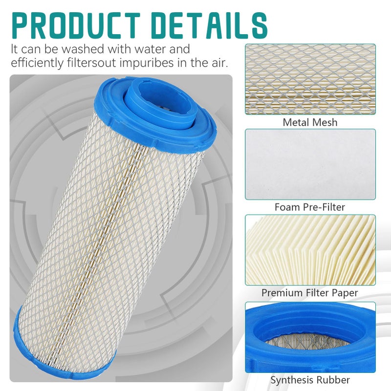 SOLLON 2508301-S Outer Air Filter & 2508304-S Inner for Kawasaki 11013-7020 11013-7019 11013-7044 11013-7045 M131802 M131803 FX651V FD731V FD750D FD791D FH601V FH641V FH680V FH721V Lawn Mower - Image 4